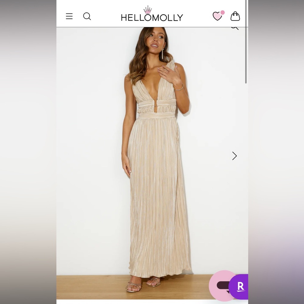 Hello Molly PLISSE MAGIC MAXI DRESS BEIGE